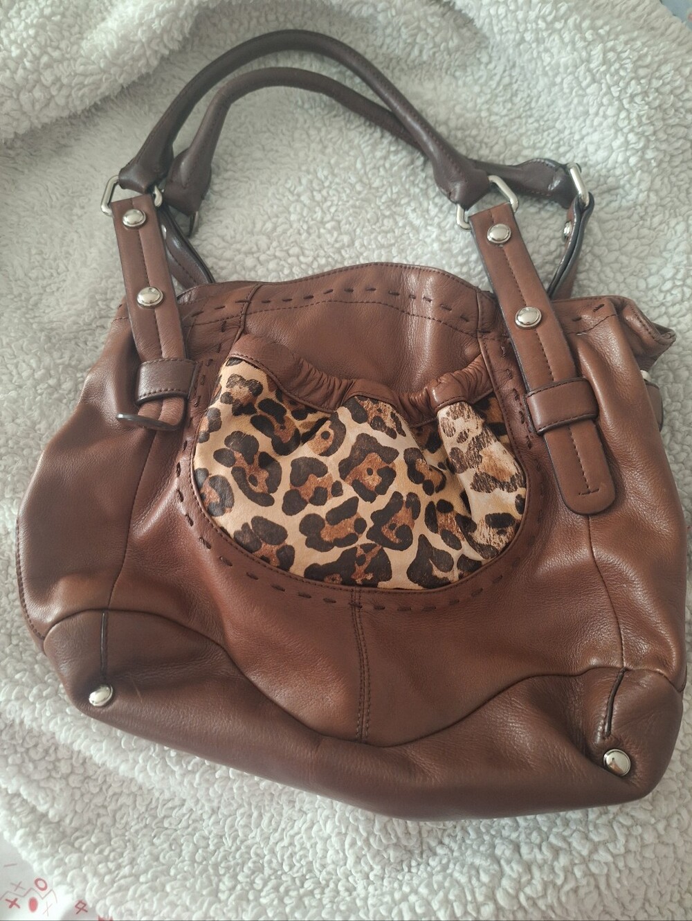 B. Makowsky Leopard Print And Brown Bag